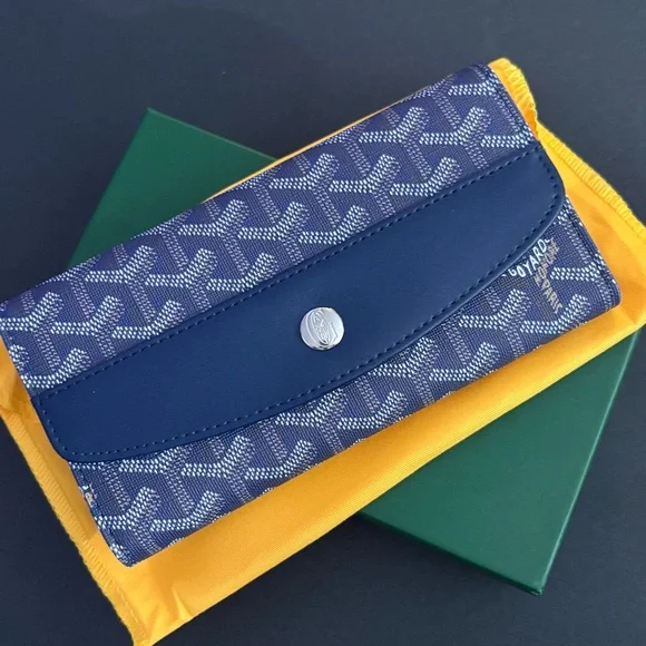 Fashion Blue Long Wallet Trifold Snap Closure - Picture 6 of 16